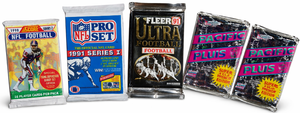 lot 24 image: Vintage Sealed NFL Football Card Pack Lot  Pro Set, Fleer Ultra, Score & Pacific