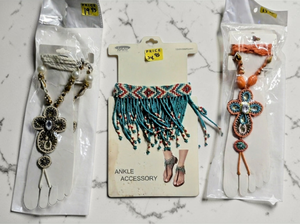 lot 43 image: Boho Foot Jewelry Lot  Toe Beads & Anklet  Colorful Beaded Accessories