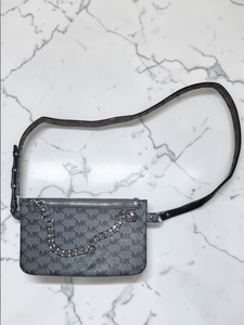 Michael Kors MK Monogram BELT Bag – Gray Logo Print – Adjustable Strap NWOT