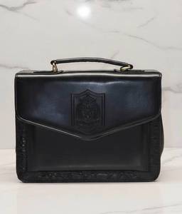 lot 70 image: Belle Rose Vintage Leather Briefcase  Black Structured Document Case