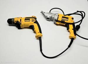 lot 6 image: DeWalt Tool Lot (2)  Corded Drill  Electric Shears  Nibbler