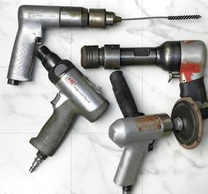 Ingersoll Rand Air Tool Lot (4) – Impact, Drill, Grinder, Rivet/Ratchet – Pneumatic