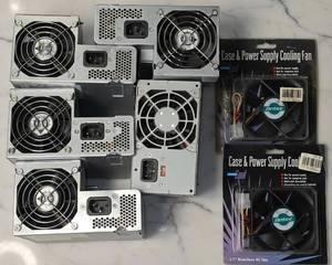 lot 64 image: Lot of Desktop Computer Power Supplies (PSUs)  2 Cooling Fans  Mixed Brands  Untested
