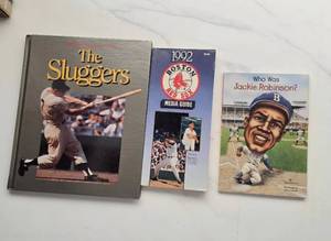 lot 65 image: Baseball Books & Memorabilia Lot  Sluggers Hardcover, 1992 Red Sox Guide, Jackie Robinson Book