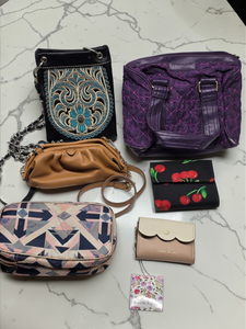 lot 72 image: Mixed Handbag & Wallet Lot Nanette Lepore Victorias Secret Leather & Fashion Bags