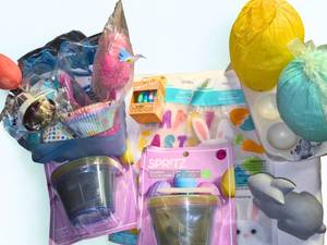 lot 88 image: Easter Basket Stuffers Lot  Crafts, Eggs, Gel Clings, Toys &amp Party Cups
