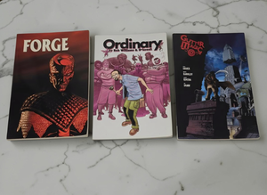 lot 96 image: Graphic Novel Lot (3)  Forge CrossGen Compendia, Ordinary (William Gibson), Gutter Magic IDW TPB