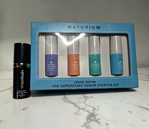 lot 97 image: Naturium Superstars Serum Kit(LIMITED EDITION)  Vivian Rhodes Match One Light Spectrum SPF 50 Sunscreen Bundle