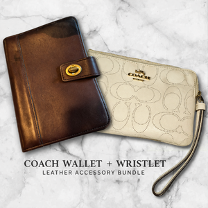 lot 10 image: Coach Accessory Lot  Signature Wristlet & Leather Photo Album
