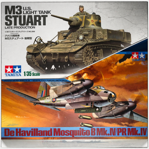 lot 17 image: Sealed Tamiya Model Kit Lot  M3 Stuart Tank 135 & Mosquito Bomber 172