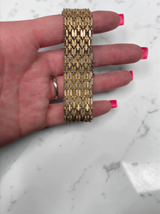 lot 105 image: Gold Woven Bracelet Marked 0.750 (18K)  Wide Link Bracelet