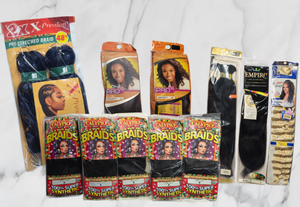 lot 37 image: Hair Extension Lot  Braiding Hair, Outre, X-Pression, Human Hair Bundles (10)