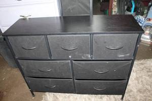 lot 46 image: black fabric storage dresser with the collapsible drawers