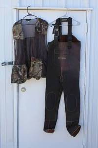 lot 67 image: Hodgman neoprene fishing waders and hunting vest