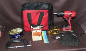 lot 77 image: Assortment of tools and bag see pictures for details