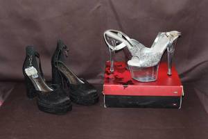 lot 86 image: Size 8.5 and size 8 high heel shoes