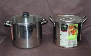 lot 111 image: stainless steel stock pots.