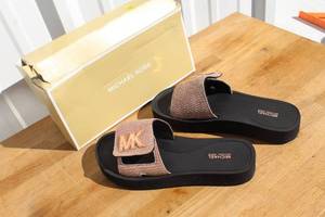 lot 189 image: Michael Kors Womens MK Platform Logo Pool Slide Sandals