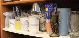 lot 190 image: Shelf full of cups took pictures of all in shelf see pictures