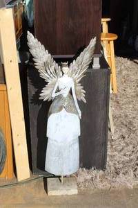lot 191 image: painted metal angel decorative sculpture,