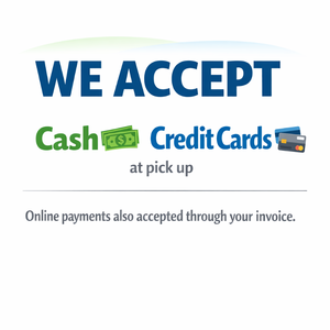 lot 300A image: we accept cash, card at pickup and online payments