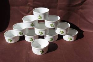 lot 239 image: 11-vintage 4-inch porcelain ramekins in  oven to table cookware