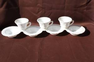 lot 244 image: milk glass cups and bowls