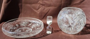 lot 245 image: Fostoria Romance etched glass bowl,and cut glass lead crystal rose bowl and more see pictures for details