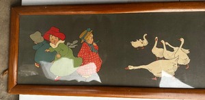 lot 189 image: GANSE und Kinder - GEESE and CHILDREN - HOLLERBAUM & SCHMIDT  1910S  32 X 13