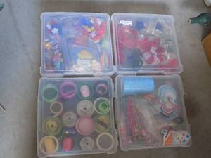 lot 31 image: Decoration lot - 4 CASES OF  RIBBONS, BOWS, WALL DISPLAYS