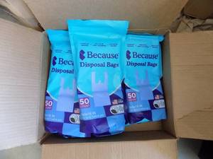 lot 74 image: PACKS of Because disposal bags