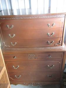HIGH BOY - 6 Drawers CHEST Of DRAWERS Walnut  54 X 37" X 20"