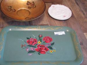 lot 163 image: dcor bowl, floral tray, small plate