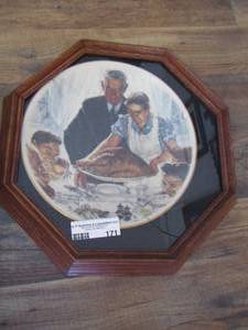 lot 171 image: framed Norman Rockwall dcor plate