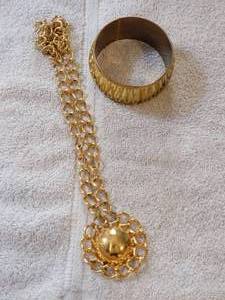 lot 87 image: BRACELET  & GOLD NECKLACE W DROP