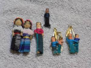 lot 62 image: PAIR OF WORRY DOLL EARRING, PIN & MYAN WORRY DOLLS