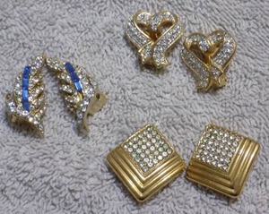 lot 28 image: 3 PAIR RHINESTONE EARRINGS