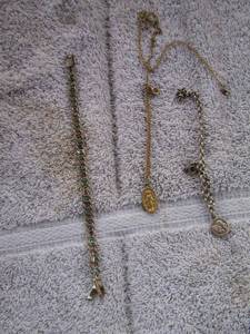 lot 114 image: ITALY .925 BRACELET, RINESTONE BRACELET,   & 1 SAINT NECKLACE PEWTER