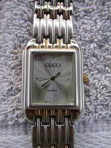 lot 96 image: GUCCI WHITE FACE WATCH BAND SILVER