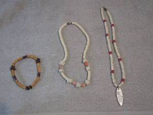 lot 100 image: 2 PUCA SHELL NECKLACES & 1 BRACELET