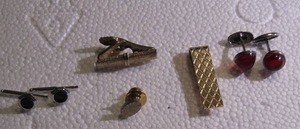 lot 258 image: TIE BARS, TIE CLIPS PLUS CUFF LINKS