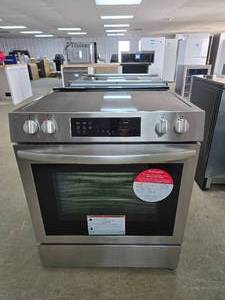 lot 56 image: NEW Frigidaire 30 Electric 5 Burner Glass Top Electric Range, Model FCFE3083AS Stainless Steel