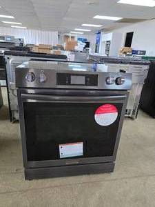 lot 59 image: NEW Frigidaire Gallery 30 5 Burner Front Control Glass Top Electric Range, Model GCFE3060BDB Fingerprint Resistant Black Stainless Steel