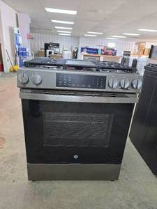 lot 62 image: NEW GE 30 5 Burner Gas Range w Griddle, Airfry & Easy Wash, Model GGS600AV2ES Fingerprint Resistant Slate