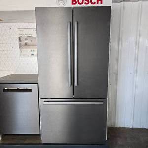 NEW Bosch 800 Series 36" 21 Cu. Ft. Smart Counter Depth French Door Refrigerator w/ Bottom Door Freezer, Model B36CT80SNB Fingerprint Resistant Black Stainless Steel.  Matches Lot #4