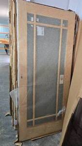 lot 116 image: Jeld-Wen 36 Glass Patio Door w Tempered Glass, Wood Clad White & Lock Hardware