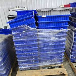 lot 136 image: Pallet of Akro-Grid Dividable Plastic Storage Boxes.  Includes Approx 50 Storage Boxes Total