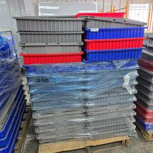 lot 139 image: Pallet of Akro-Grid Dividable Plastic Storage Boxes.  Includes Approx 85 Storage Boxes Total