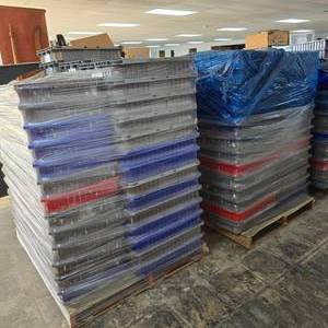 lot 144 image: Pallet of Akro-Grid Dividable Plastic Storage Boxes.  Approx 75 Per Pallet (QUANTITY 2 PALLETS)  (BID IS TIMES THE QAUNTITY SO YOU ARE BIDDING PER PALLET)