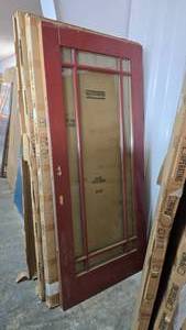 lot 121 image: Jeld-Wen 36 Glass Patio Door w Tempered Glass, Wood Clad Primed & Lock Hardware